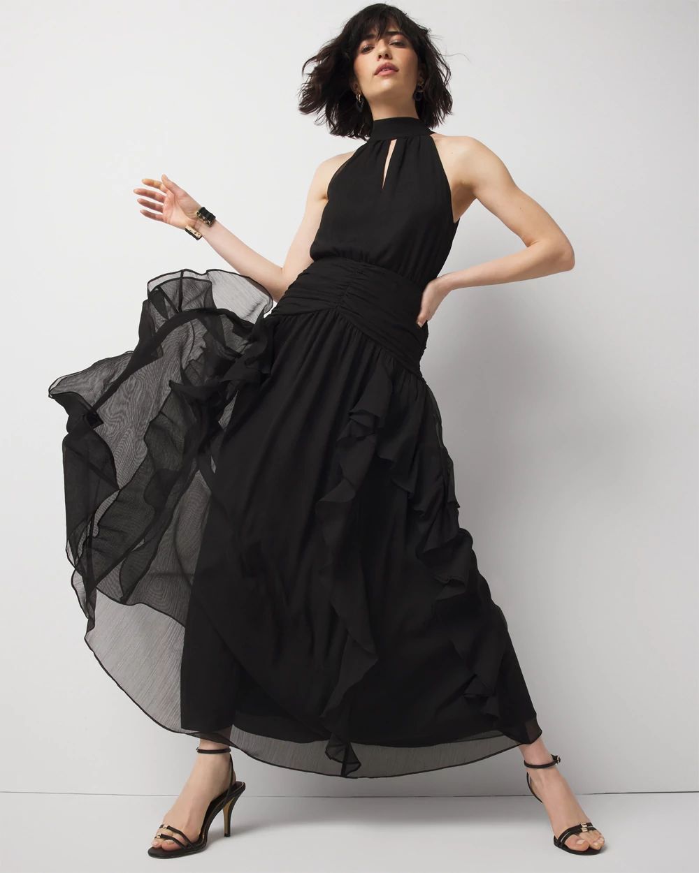 約5.3万円 タグ付 Arobe Pearl Frill Dress BLACK 約5.3万円 タグ付 Arobe Pearl Frill Dress BLACK Pearl Frill